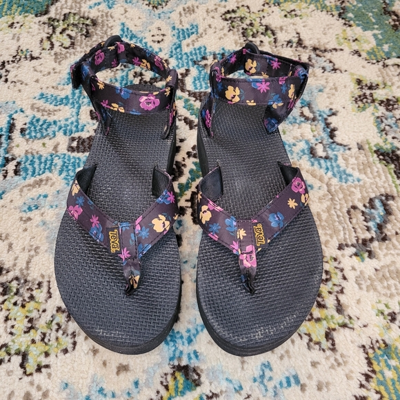 Teva Platform Floral 1010155 Womens Purple Adjustable Strap Sandals Shoes Size 7 - Picture 1 of 10